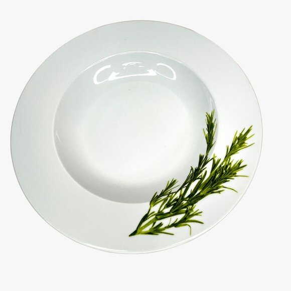 Set of 2 Crate & Barrel Herb Motif Dinner Plates - Picture 2 of 6